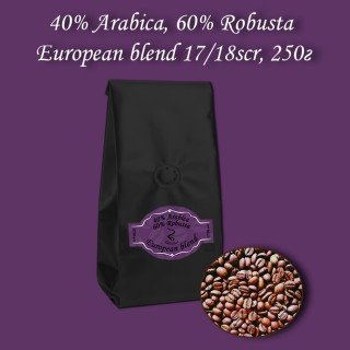 Кава зернова European blend 17/18scr (Європейський бленд) 250г.  БЕЗКОШТОВНА ДОСТАВКА від 1кг!